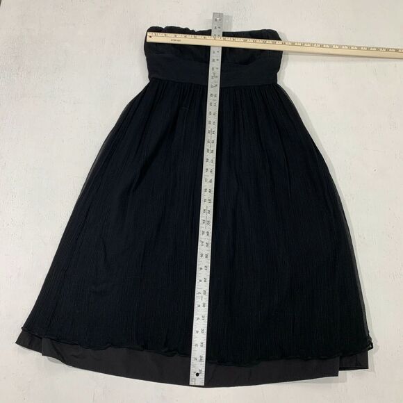 J. Crew Dress Womens 4 Black Emily Silk Back Zip Strapless Pleat Lined Chiffon - Picture 4 of 13